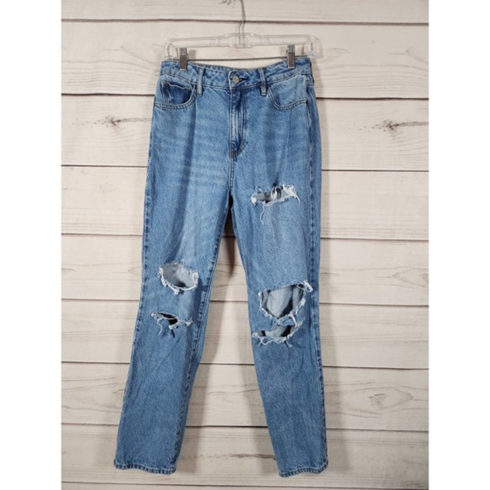 Pacsun Womens Jeans Mom Distressed High Rise Bootcut Denim Light Wash Size 27